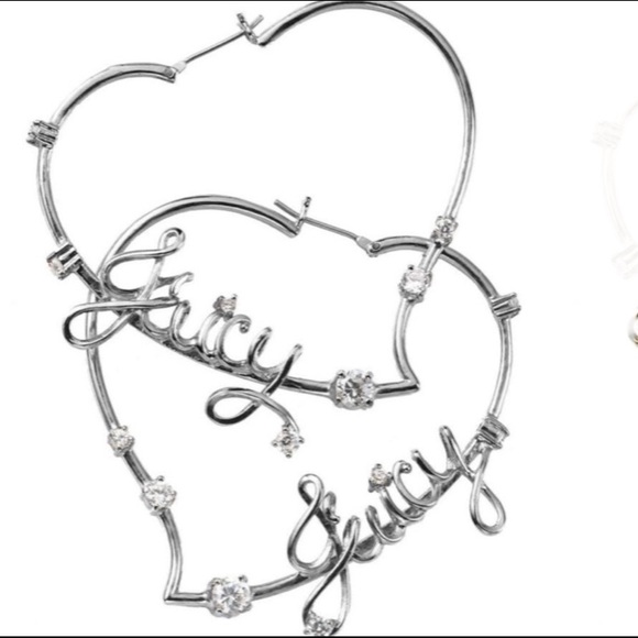 Y2K Juicy Couture Silver Heart hoop earrings - Picture 2 of 9